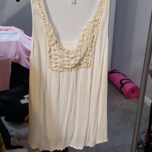 White Tank Top with Lace Detailing